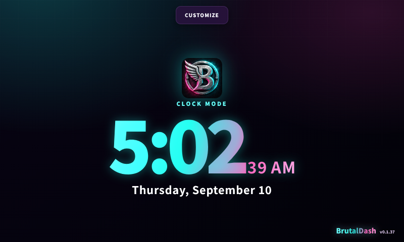 BrutalDash clock mode